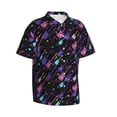 thumbnail image 1 of Lsque Colorful Guitar pattern Hawaiian Shirt for Men, Unisex Summer Beach Casual Short Sleeve Button Down Shirts-3X-Large, 1 of 9