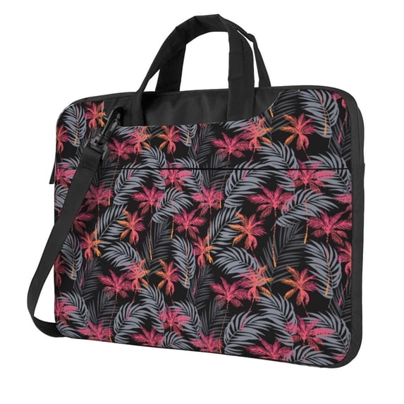 Lsque Colorful Hawaii Palms Pattern Laptop Bag – Portable & Slim Single-Shoulder Computer Case with Adjustable Strap, Protective, Lightweight for 13”/14”/15.6” Laptops