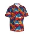 thumbnail image 1 of Lsque Colorful Hawaii Palms pattern Hawaiian Shirt for Men, Unisex Summer Beach Casual Short Sleeve Button Down Shirts-Medium, 1 of 9