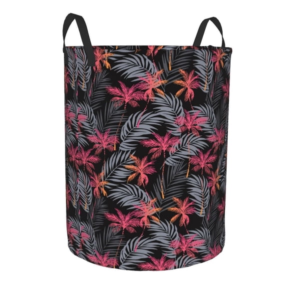 Lsque Colorful Hawaii Palms pattern Laundry Hamper Basket, Tall Woven Rope Hamper Basket for Clothes, Lightweight Storage Basket, Collapsible Waterproof-Medium