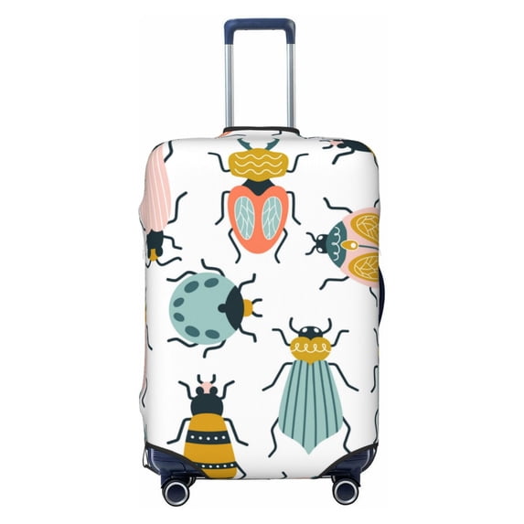 Lsque Colorful Insects Printed Luggage Cover, Travel Luggage Protector,Scratch and Dirt Resistant, Fits 18-32 Inch Luggage - Medium
