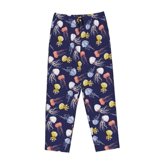 Lsque Colorful Jellyfish Print Women's Pajama Pants, Lounge Pant - Comfortable Home Wear,Elastic Waistband, Stylish Design-Large