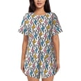 thumbnail image 1 of Lsque Colorful Lightning Bolts Pattern Women's Short-Sleeved Pajama Set - 2 Piece Soft and Lightweight Sleepwear Set-Medium, 1 of 6