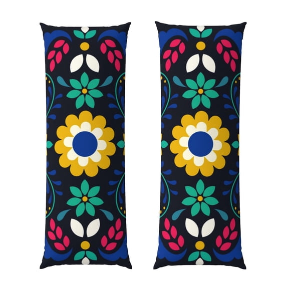 Lsque Colorful Mexican Flower Body Pillow Case Cover,Ultra-Soft Microfiber Bed Pillow Cases 20x54 inches,Elegant Bedding,Breathable Durable Pillow Cover with Envelope Closure