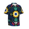 thumbnail image 1 of Lsque Colorful Mexican Flower pattern Hawaiian Shirt for Men, Unisex Summer Beach Casual Short Sleeve Button Down Shirts-Small, 1 of 9