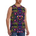 thumbnail image 1 of Lsque Colorful Mexican Print Men's Cotton Blend Sleeveless Muscle Shirts (S-3XL)- Moisture Wicking, Odor Protection, UPF 30+,X-Large, 1 of 8