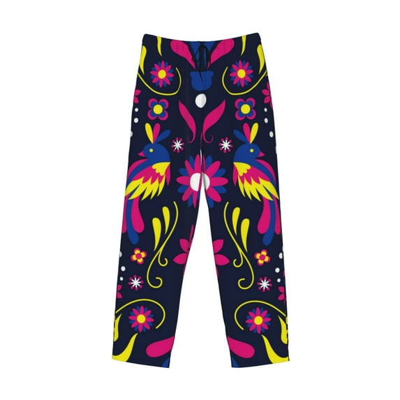 Lsque Colorful Mexican Print Men's Pajama Pants, Lounge Pant - Comfortable Home Wear,Elastic Waistband, Stylish Design-Large