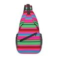 thumbnail image 1 of Lsque Colorful Mexican Stripes Pattern Cross Chest Bag Diagonally – Premium Durable Front Chest Sling with Adjustable Padded Strap, High-Capacity Storage, 1 of 8