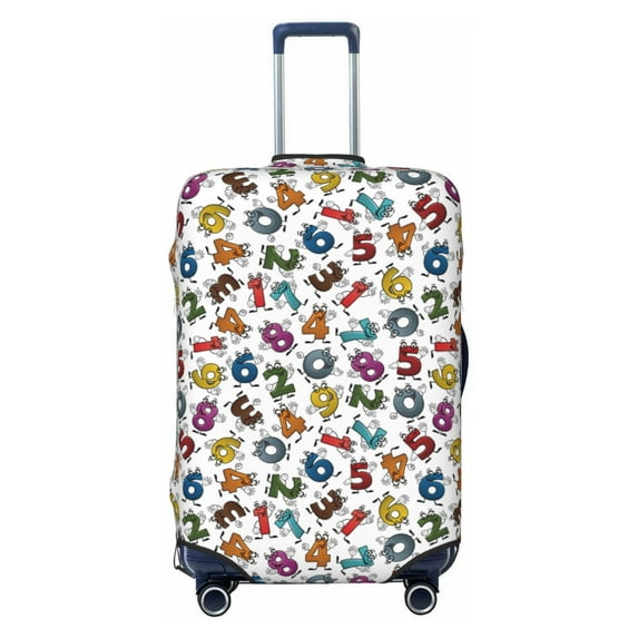 Lsque Colorful Numbers Printed Luggage Cover, Travel Luggage Protector,Scratch and Dirt Resistant, Fits 18-32 Inch Luggage -