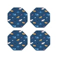 thumbnail image 1 of Lsque Colorful Ocean Shark Pattern 4" Drink Coasters Set of 4, PVC Leather Absorbent Coasters, Table Coaster Set Decorative Coffee Cup Coasters Housewarming Gift -Octagon, 1 of 6