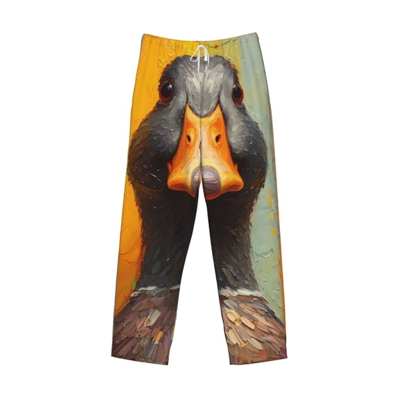 Lsque Colorful Painted Duck Print Men's Pajama Pants, Lounge Pant - Comfortable Home Wear,Elastic Waistband, Stylish Design-Large