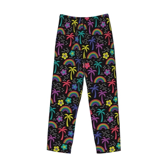Lsque Colorful Palms Print Men's Pajama Pants, Lounge Pant - Comfortable Home Wear,Elastic Waistband, Stylish Design-X-Large