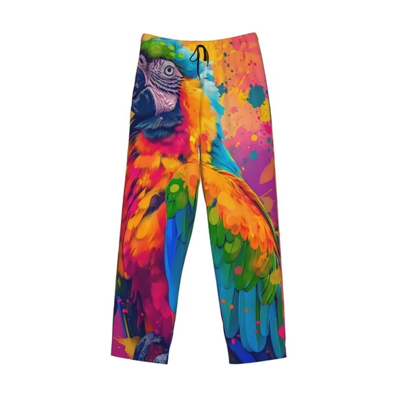 Lsque Colorful Parrot Jungle Dream A Print Men's Pajama Pants, Lounge Pant - Comfortable Home Wear,Elastic Waistband, Stylish Design-Large
