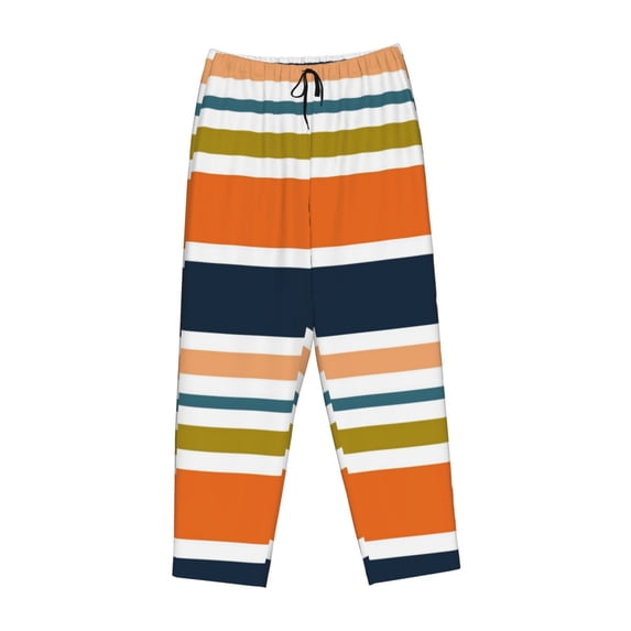 Lsque Colorful Pastel Stripes Print Women's Pajama Pants, Lounge Pant - Comfortable Home Wear,Elastic Waistband, Stylish Design-Large