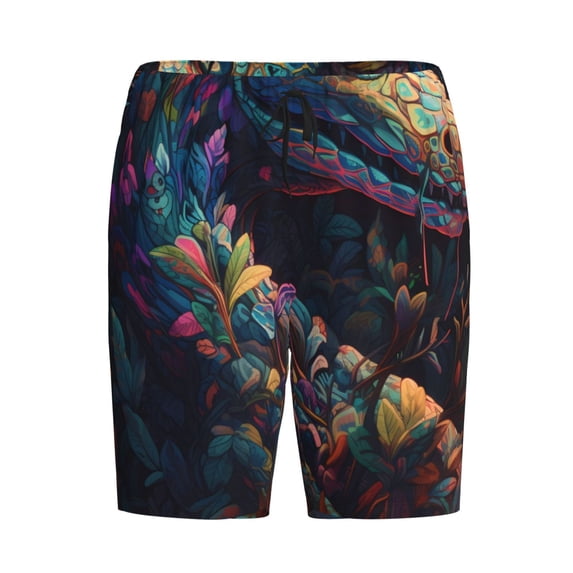 Lsque Colorful Patterned Snake Mens Sleep Pajama Shorts,Short Pajama Pants, Cotton Ultra-Soft Knit-3X-Large