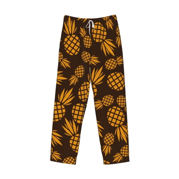 Lsque Colorful Pineapple Print Men's Pajama Pants, Lounge Pant - Comfortable Home Wear,Elastic Waistband, Stylish Design-Large