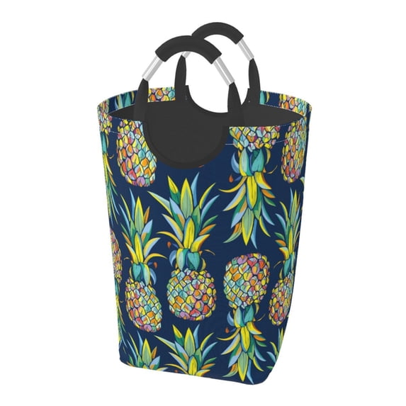 Lsque Colorful Pineapples Laundry Basket, Laundry Hamper, Dirty Clothes Hamper for Laundry, Collapsible, Waterproof Laundry Baskets with Aluminum Handles for Laundry, Dorm, Family