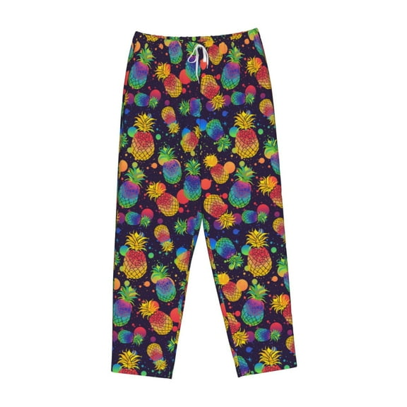 Lsque Colorful Pineapples1 Print Women's Pajama Pants, Lounge Pant - Comfortable Home Wear,Elastic Waistband, Stylish Design-Small