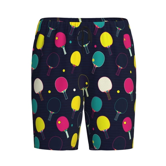 Lsque Colorful Ping Pong Rackets Mens Sleep Pajama Shorts,Short Pajama Pants, Cotton Ultra-Soft Knit-X-Large