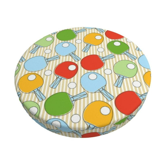 Lsque Colorful Ping Pong Rackets1 Pattern Round Bar chair cushion covers Velvet Fabric Premium Comfort Protects from Scratches and Stains for 14-17 Inch Chair-12 inch
