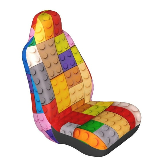 Lsque Colorful Plastic Blocks Pattern Pattern Car Seat Covers for Front Seats , Waterproof Seat Covers for Cars, Sporty Front Seat Covers,Car Seat Cover Protector Front Seats