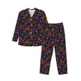 thumbnail image 1 of Lsque Colorful Pumpkin Faces Pattern Long Sleeve Pajama Set for Men - Soft 2-Piece Sleepwear and Loungewear Set with Pockets, Comfy Nightwear-Small, 1 of 7