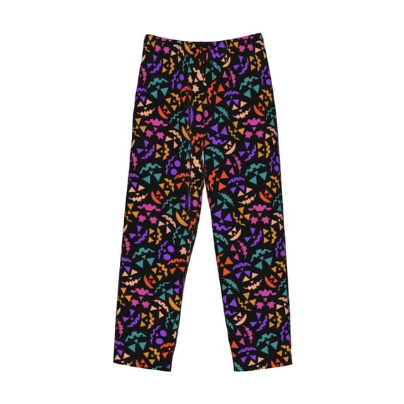 Lsque Colorful Pumpkin Faces Print Men's Pajama Pants, Lounge Pant - Comfortable Home Wear,Elastic Waistband, Stylish Design-Large