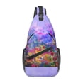 thumbnail image 1 of Lsque Colorful Purple Cosmos Flower Pattern Cross Chest Bag Diagonally – Premium Durable Front Chest Sling with Adjustable Padded Strap, High-Capacity Storage, 1 of 8