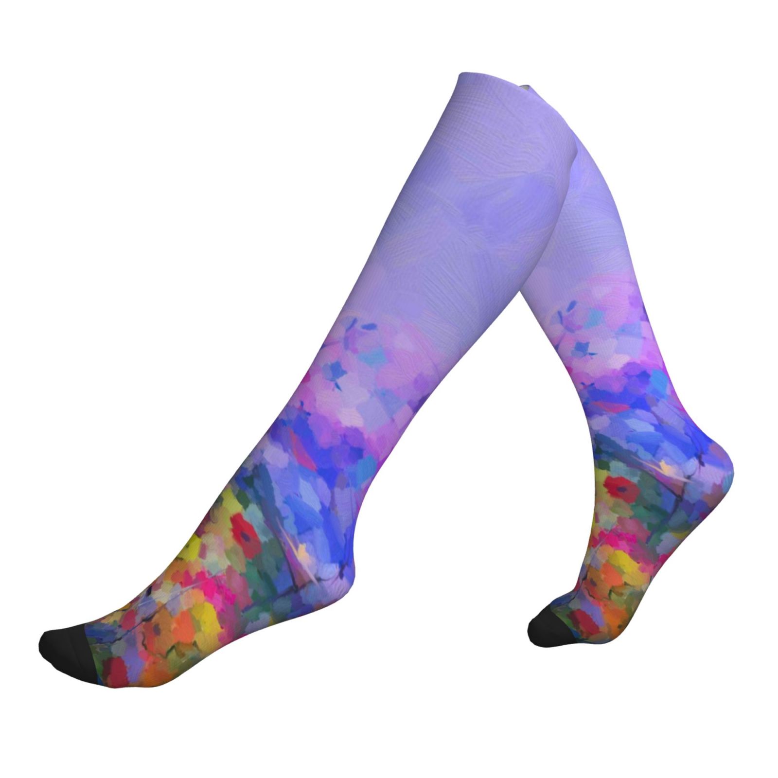 Lsque Colorful Purple Cosmos Flower Pattern Sport Compression Socks for ...