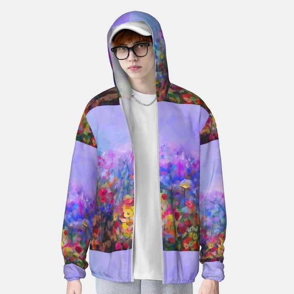 Lsque Colorful Purple Cosmos Flower UPF 50+ Lightweight Sun Protection Men's Women's Long Sleeve Shirt, Hoodie Performance -XX-Large