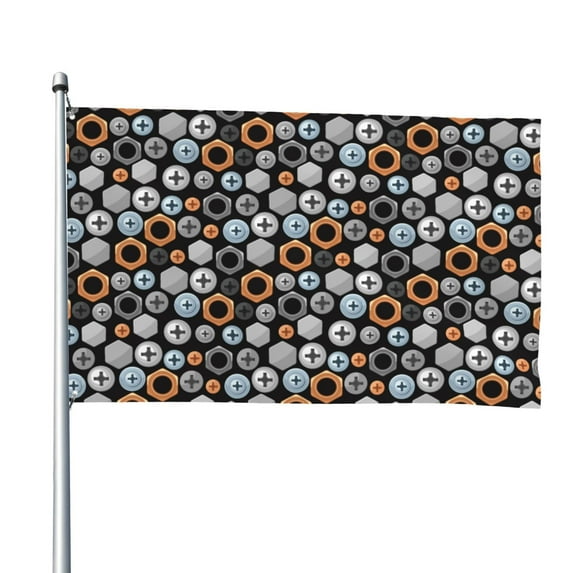 Lsque Colorful Screws Pattern Flag,Colorful Screws Printed Garden Flag 48 x 72 in - Double Sided Small Flags for Yard