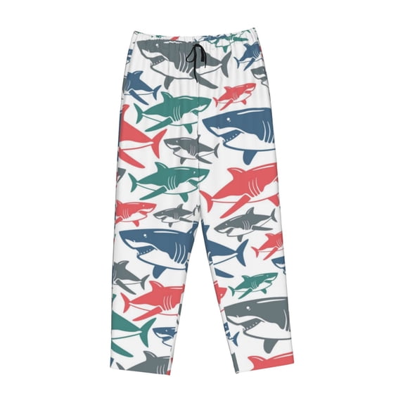 Lsque Colorful Shark Print Women's Pajama Pants, Lounge Pant - Comfortable Home Wear,Elastic Waistband, Stylish Design-X-Large