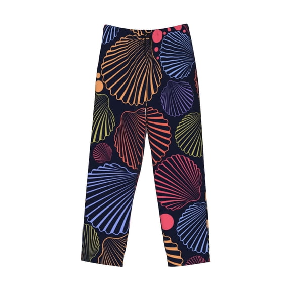 Lsque Colorful Shells Print Men's Pajama Pants, Lounge Pant - Comfortable Home Wear,Elastic Waistband, Stylish Design-Large