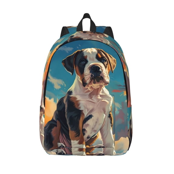 Lsque Colorful Sky Puppy Pattern Canvas Daypack, Durable Backpack, High-quality Versatile Backpack,Vintage Compact Backpack-Medium