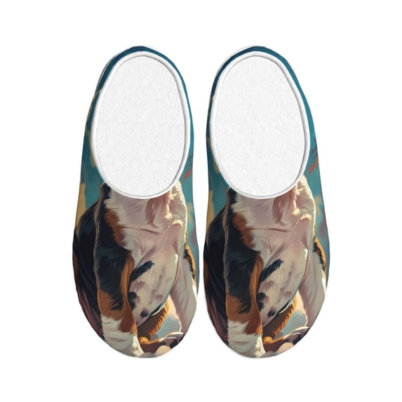 Lsque Colorful Sky Puppy Pattern Womens Comfort Cotton on Scuff With Memory Foam and Anti-skid Sole Slipper-46/47
