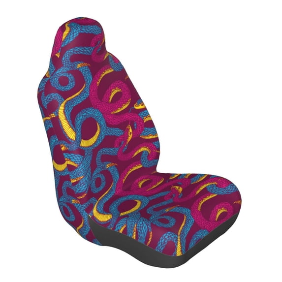 Lsque Colorful Snake Pattern Car Seat Covers for Front Seats , Waterproof Seat Covers for Cars, Sporty Front Seat Covers,Car Seat Cover Protector Front Seats