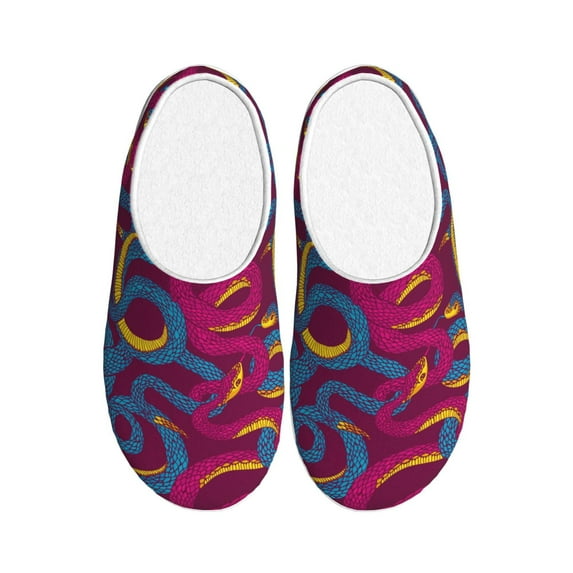 Lsque Colorful Snake Pattern Womens Comfort Cotton on Scuff With Memory Foam and Anti-skid Sole Slipper-37/38