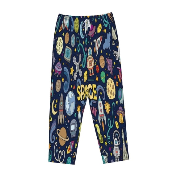 Lsque Colorful Space Print Women's Pajama Pants, Lounge Pant - Comfortable Home Wear,Elastic Waistband, Stylish Design-XX-Large