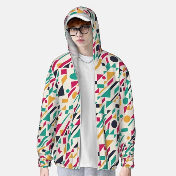 Lsque Colorful Spots UPF 50+ Lightweight Sun Protection Men's Women's Long Sleeve Shirt, Hoodie Performance -Medium