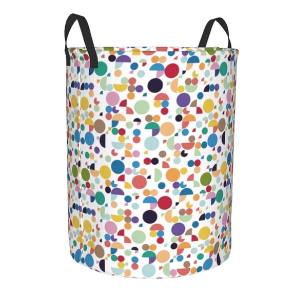 Lsque Colorful Spots pattern Laundry Hamper Basket, Tall Woven Rope Hamper Basket for Clothes, Lightweight Storage Basket, Collapsible Waterproof-Small