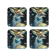 thumbnail image 1 of Lsque Colorful Stained Glass Deer Pattern 4" Drink Coasters Set of 4, PVC Leather Absorbent Coasters, Table Coaster Set Decorative Coffee Cup Coasters Housewarming Gift -Square, 1 of 6