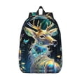 thumbnail image 1 of Lsque Colorful Stained Glass Deer Pattern Canvas Daypack, Durable Backpack, High-quality Versatile Backpack,Vintage Compact Backpack-Medium, 1 of 6