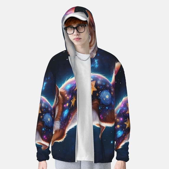Lsque Colorful Star River Squirrel UPF 50+ Lightweight Sun Protection Men's Women's Long Sleeve Shirt, Hoodie Performance -XX-Large