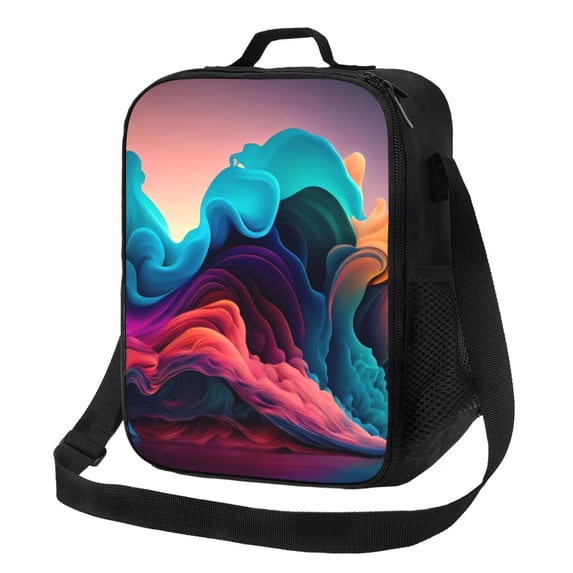 Lsque Colorful Surreal Landscape Lunch Bag Lunch Box for Women Men Reusable Insulated Lunch Tote Bag,Leakproof Thermal Cooler Sack Food Handbags Case High Capacity
