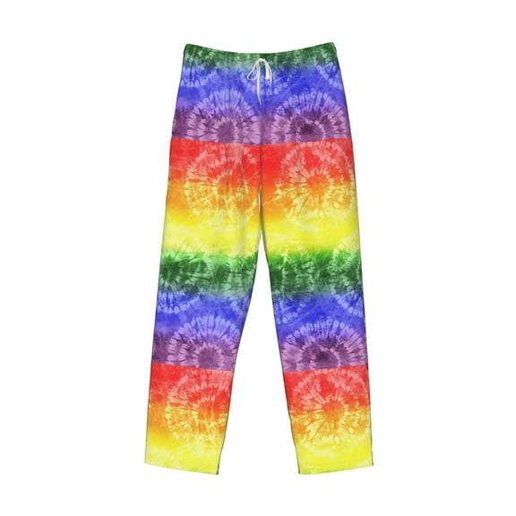 Lsque Colorful Tie Dye Print Men's Pajama Pants, Lounge Pant - Comfortable Home Wear,Elastic Waistband, Stylish Design-Medium