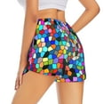 thumbnail image 1 of Lsque Colorful Tie Dye Stained Glass 2 Printed Women's Running Shorts with Liner Pockets,Elastic Quick Dry Workout Athletic Gym Yoga Shorts,Womens High Waist Shorts-XX-Large, 1 of 9