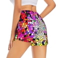 thumbnail image 1 of Lsque Colorful Tie Dye Stained Glass 3 Printed Women's Running Shorts with Liner Pockets,Elastic Quick Dry Workout Athletic Gym Yoga Shorts,Womens High Waist Shorts-Large, 1 of 9