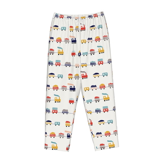 Lsque Colorful Trains Print Women's Pajama Pants, Lounge Pant - Comfortable Home Wear,Elastic Waistband, Stylish Design-XX-Large