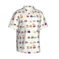 thumbnail image 1 of Lsque Colorful Trains pattern Hawaiian Shirt for Men, Unisex Summer Beach Casual Short Sleeve Button Down Shirts-Large, 1 of 9