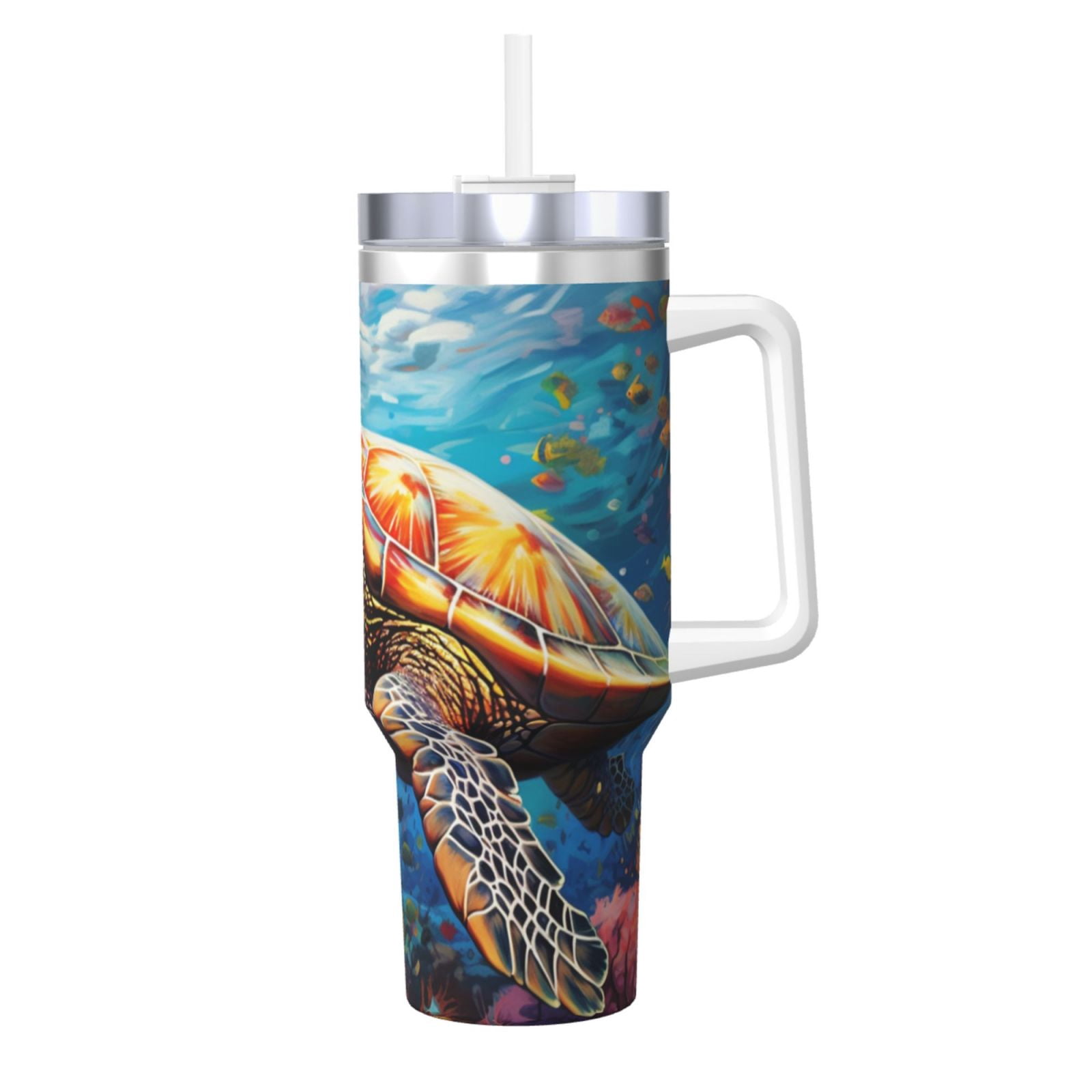 Turtle Shell Cups Lsque Colorful Underwater Sea Turtle Pattern 40 OZ Ice Bully Cup with ...